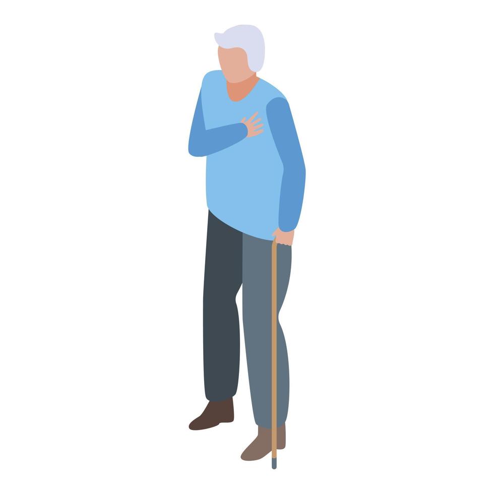 senior Mens Bij cardioloog icoon, isometrische stijl vector