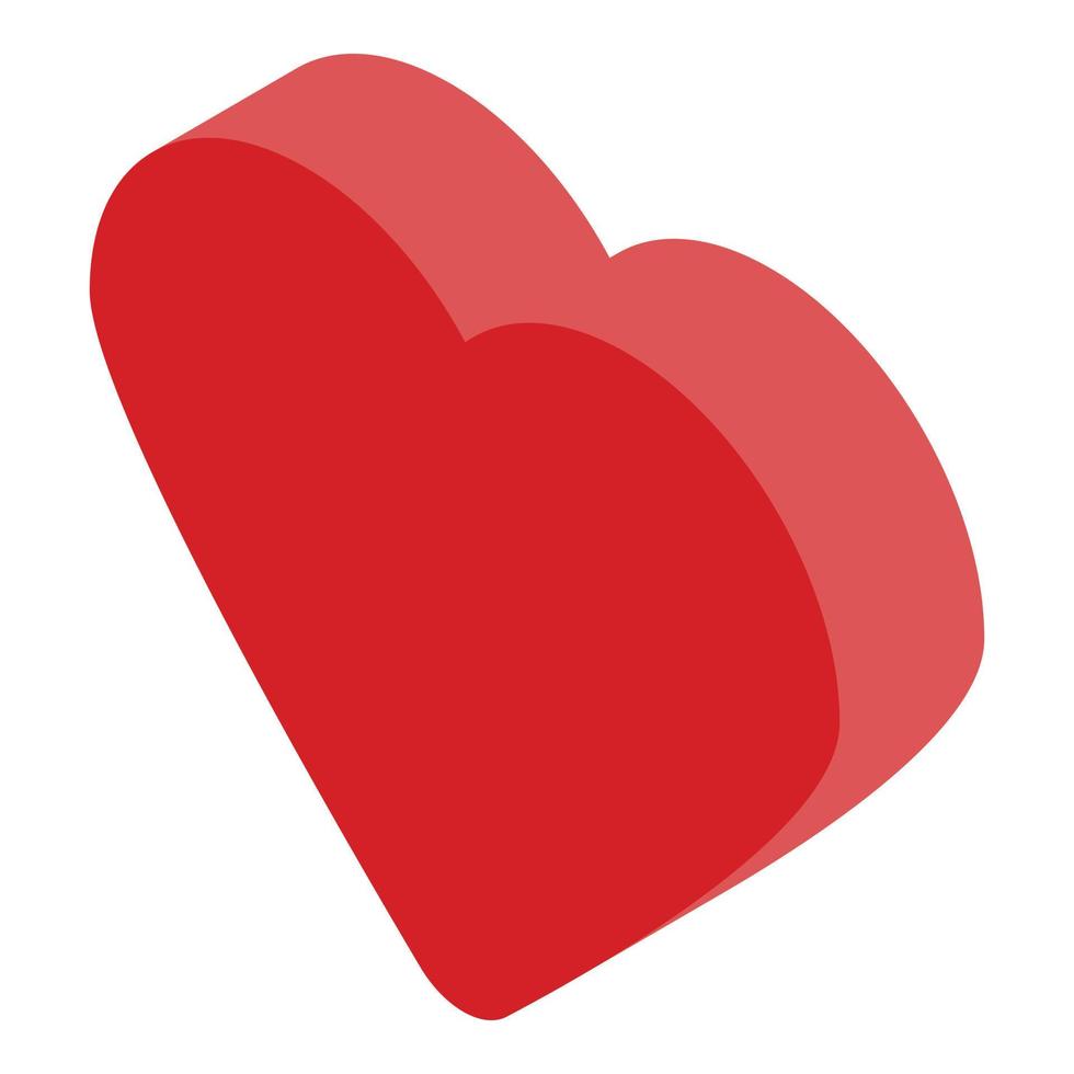 rood hart icoon, isometrische stijl vector