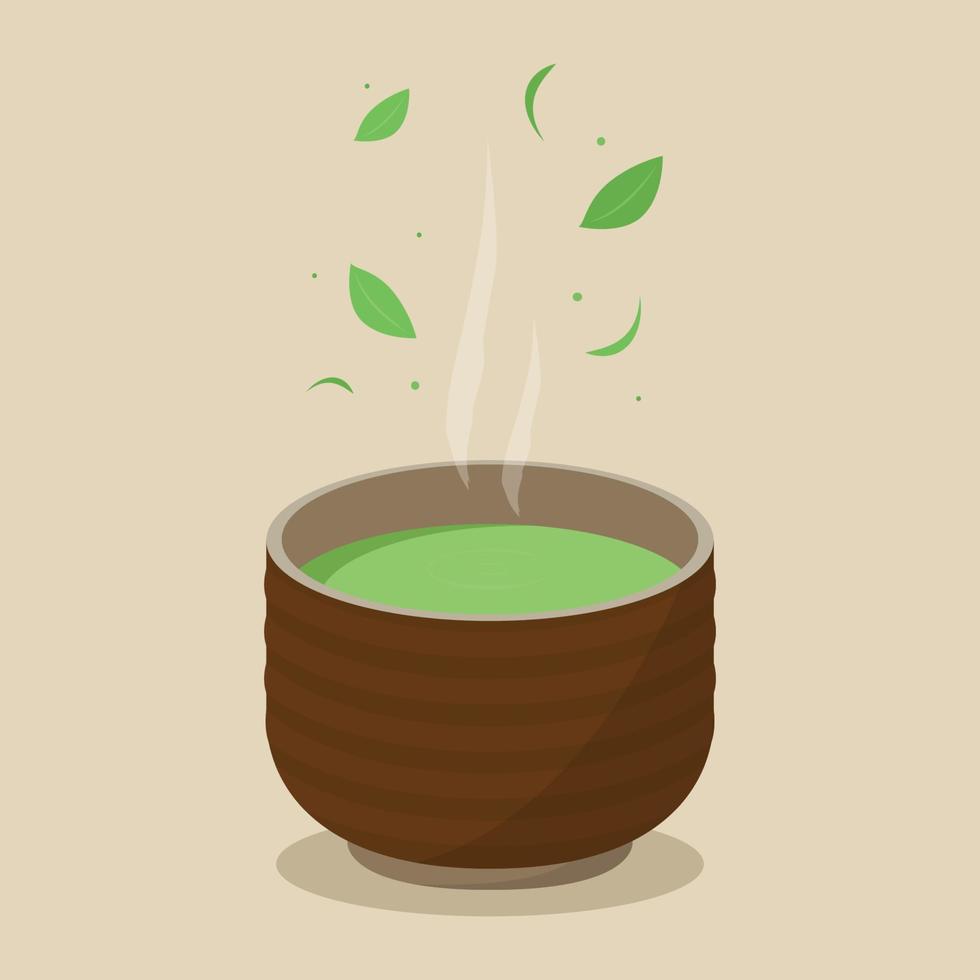 matcha logo ontwerp. matcha kop vector. groen thee vector. behang. vrij ruimte voor tekst. symbool. vector