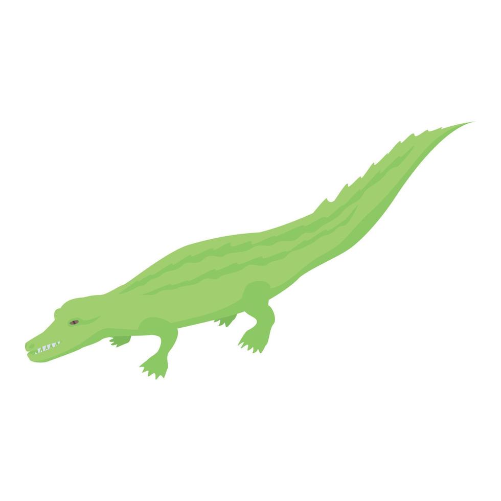 dierentuin groen krokodil icoon, isometrische stijl vector