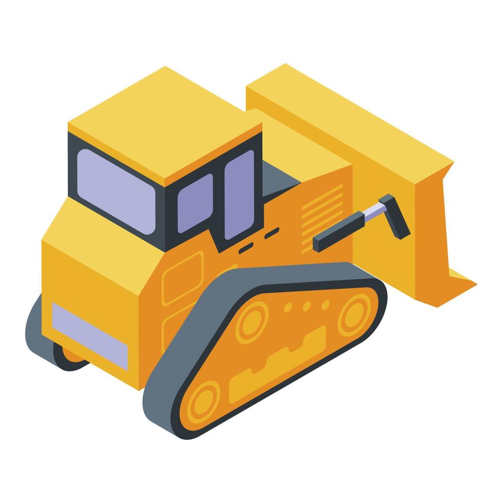 geel bulldozer icoon, isometrische stijl vector