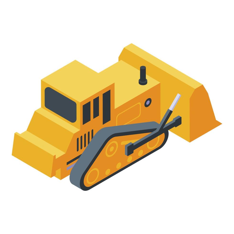 bulldozer machine icoon, isometrische stijl vector