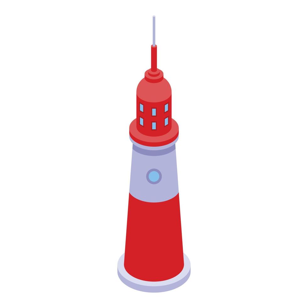 rood vuurtoren icoon, isometrische stijl vector