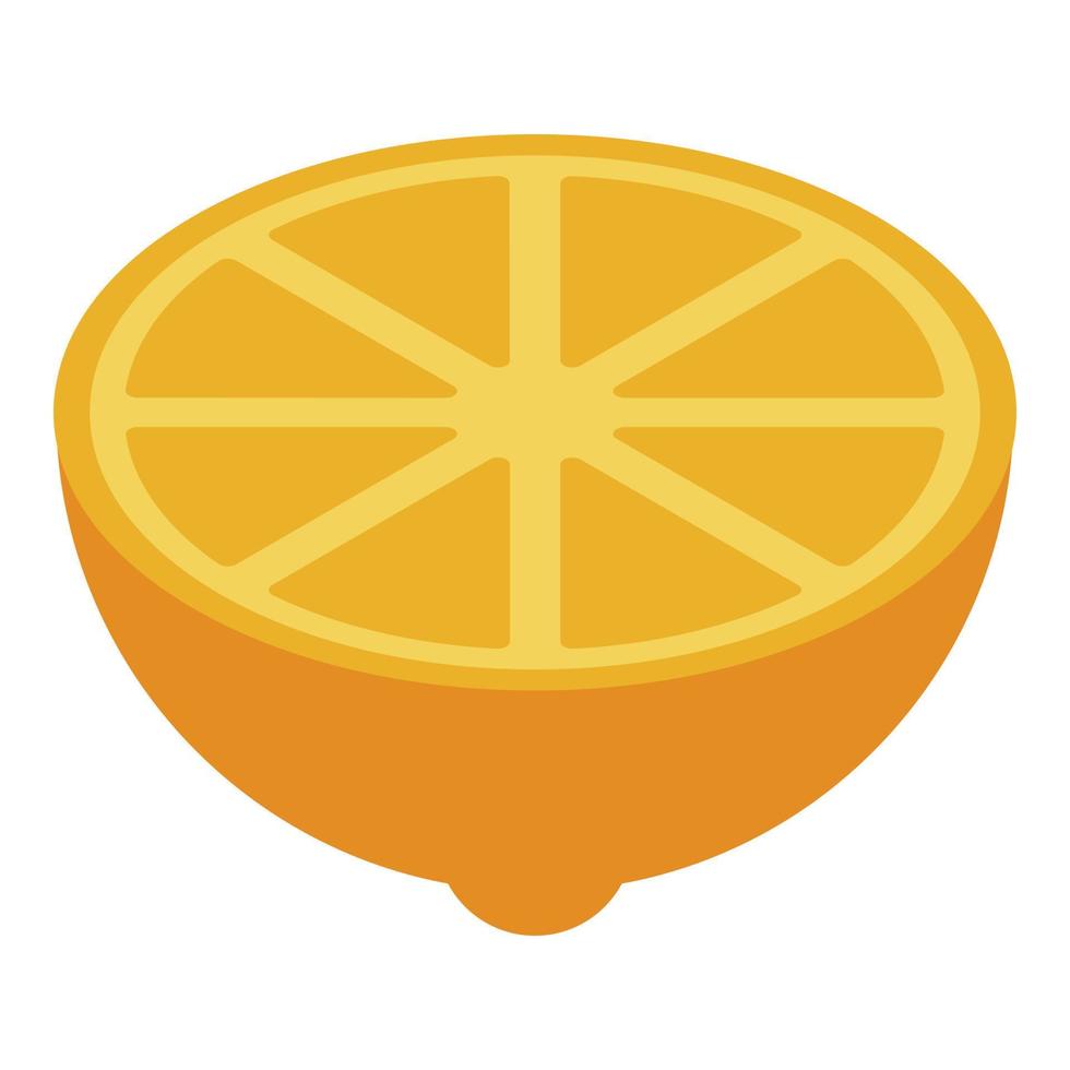 voor de helft vers citroen icoon, isometrische stijl vector