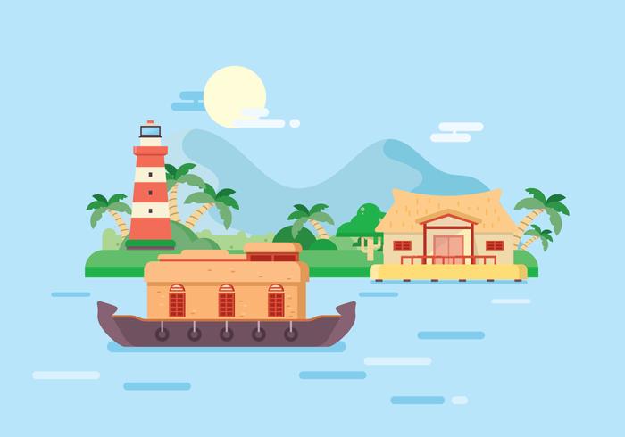 Reizen naar Kerala Illustratie vector