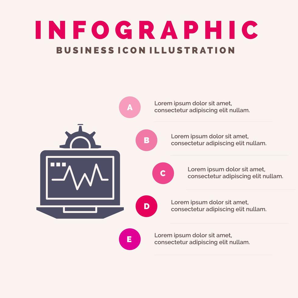 laptop computer instelling berekenen infographics presentatie sjabloon 5 stappen presentatie vector