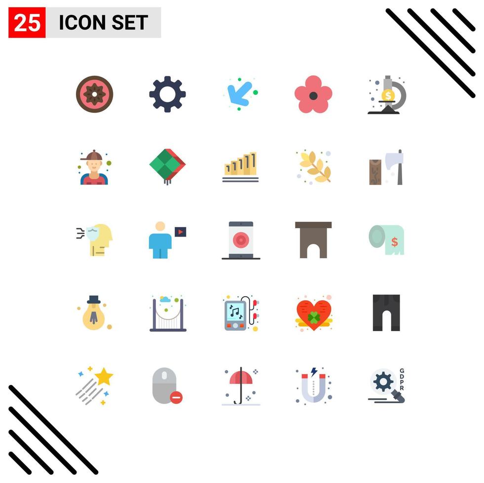 25 gebruiker koppel vlak kleur pak van modern tekens en symbolen van microscoop Cadeau instelling pot bloem bewerkbare vector ontwerp elementen