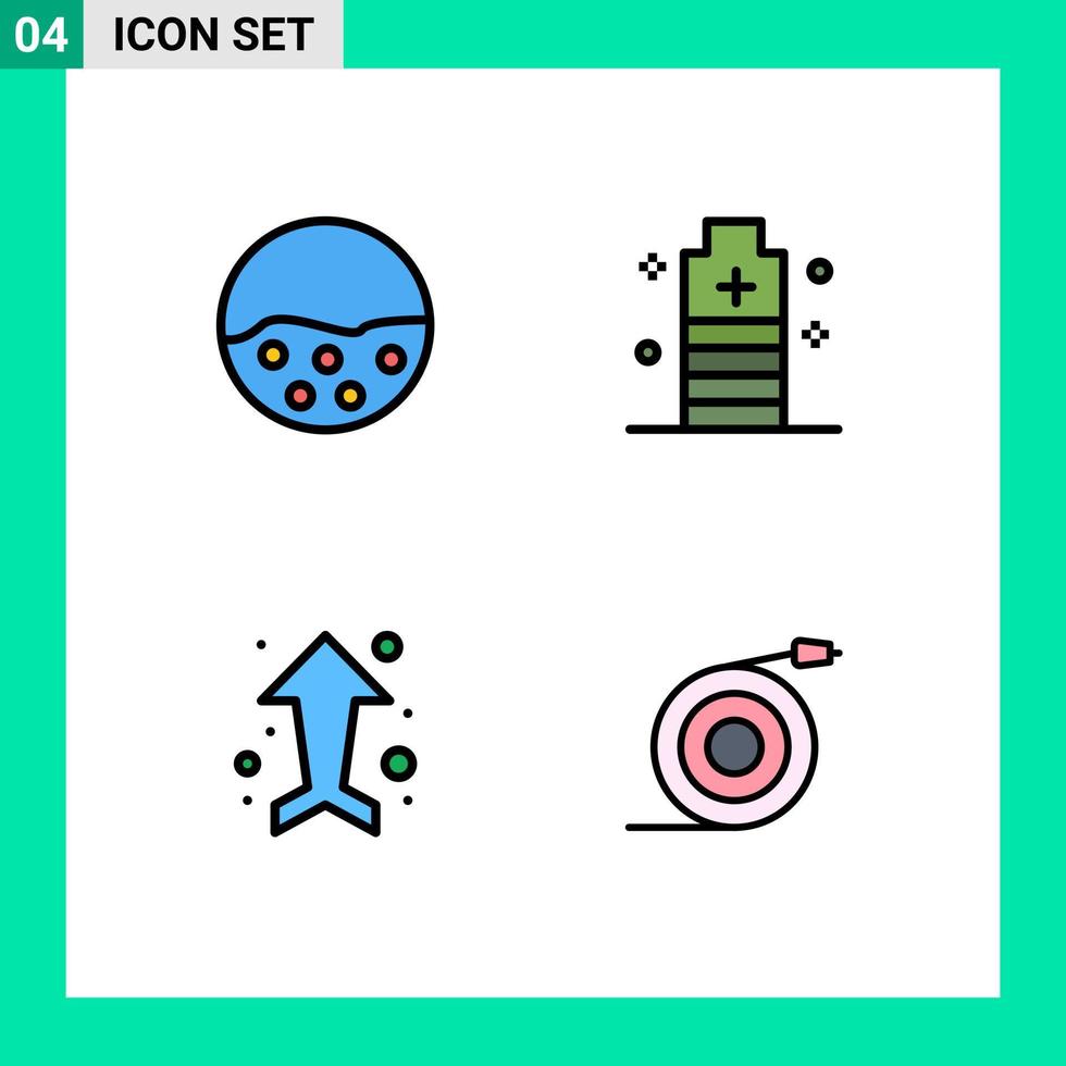 universeel icoon symbolen groep van 4 modern gevulde lijn vlak kleuren van pigment veilig huid energie pijlen bewerkbare vector ontwerp elementen
