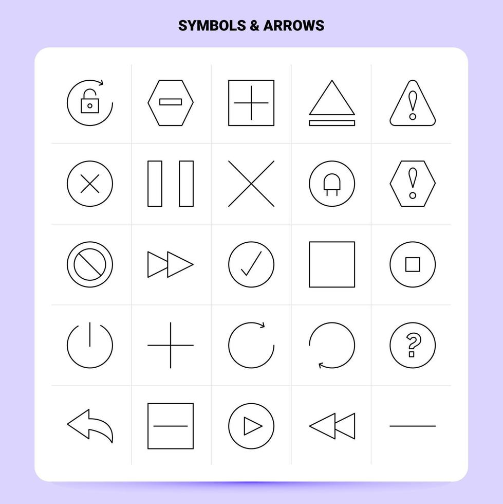 schets 25 symbolen pijlen icoon reeks vector lijn stijl ontwerp zwart pictogrammen reeks lineair pictogram pak web en mobiel bedrijf ideeën ontwerp vector illustratie