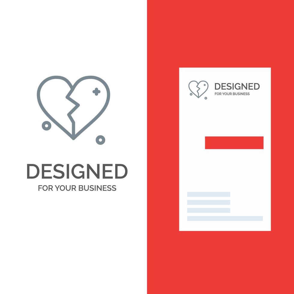 gebroken liefde hart bruiloft grijs logo ontwerp en bedrijf kaart sjabloon vector