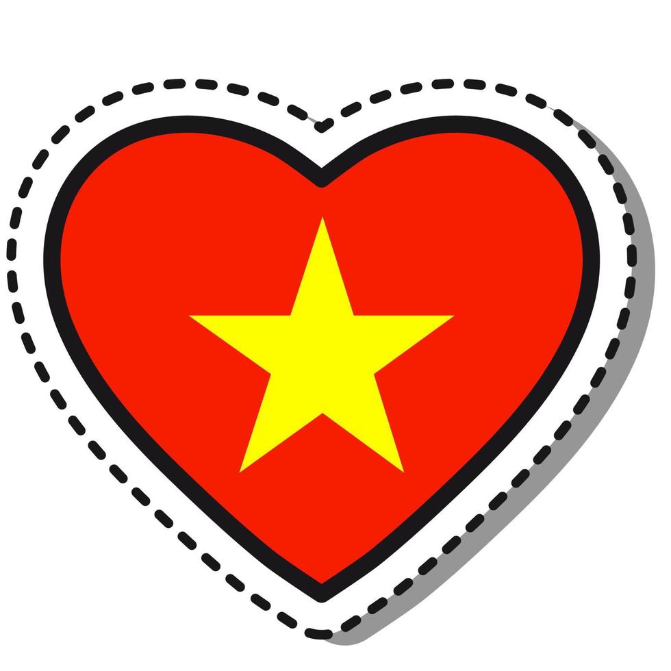vlag Vietnam hart sticker Aan wit achtergrond. wijnoogst vector liefde kenteken. sjabloon ontwerp element. nationaal dag. reizen teken.
