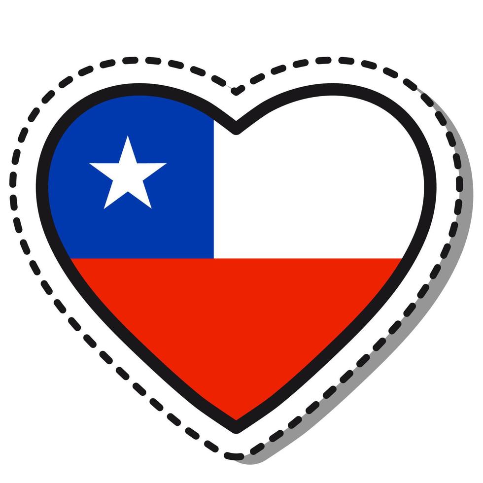 vlag Chili hart sticker Aan wit achtergrond. wijnoogst vector liefde kenteken. sjabloon ontwerp element. nationaal dag. reizen teken.