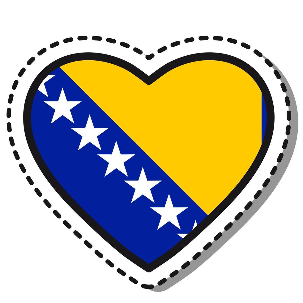 vlag Bosnië herzegovina hart sticker Aan wit achtergrond. wijnoogst vector liefde kenteken. sjabloon ontwerp element. nationaal dag. reizen teken.