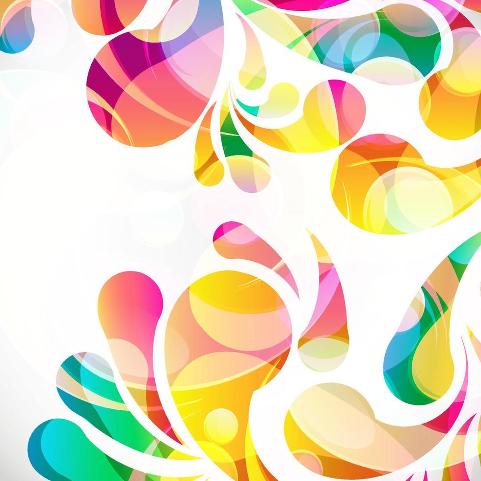 abstract kleurrijk paisley arc-drop patroon op een witte achtergrond. transparante kleurrijke druppels en cirkels ontwerpkaart. vectorillustratie. vector