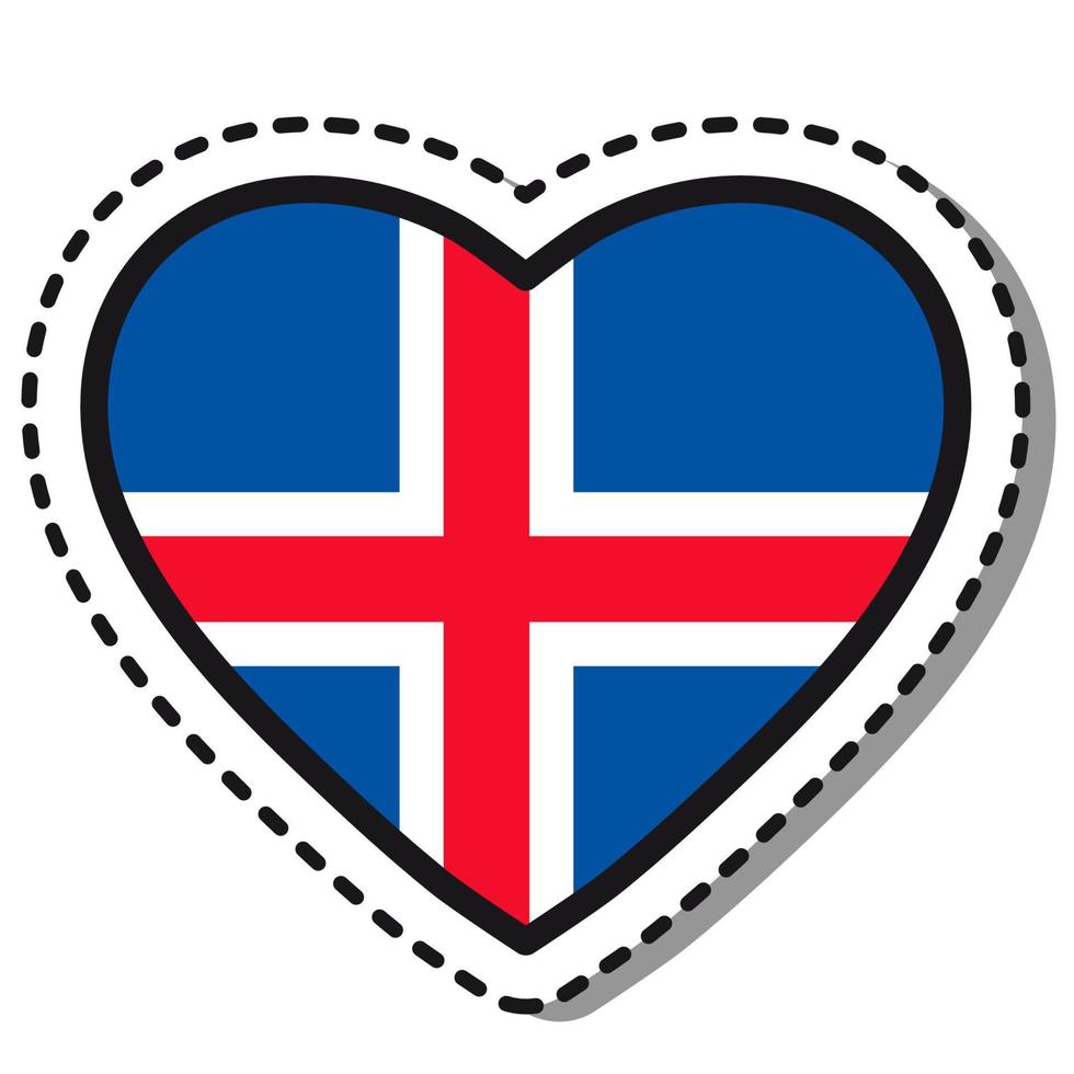 vlag IJsland hart sticker Aan wit achtergrond. wijnoogst vector liefde kenteken. sjabloon ontwerp element. nationaal dag. reizen teken.