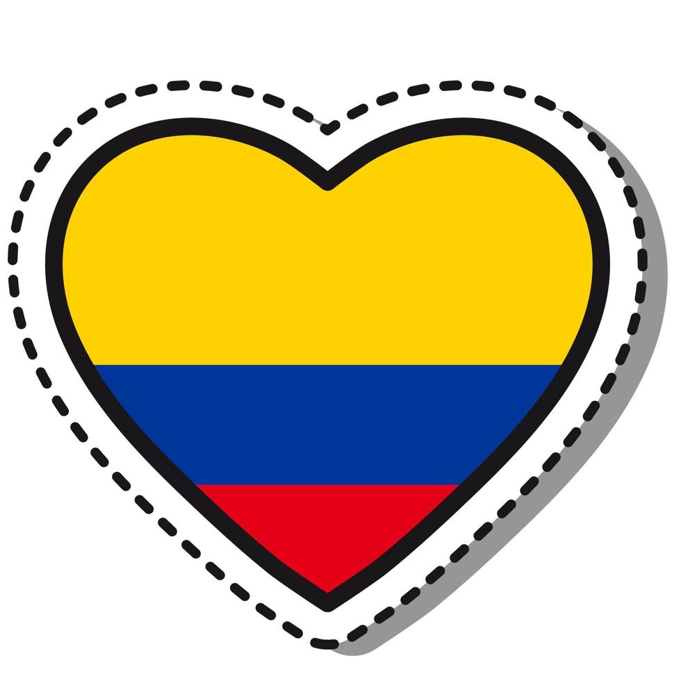 vlag Colombia hart sticker Aan wit achtergrond. wijnoogst vector liefde kenteken. sjabloon ontwerp element. nationaal dag. reizen teken.