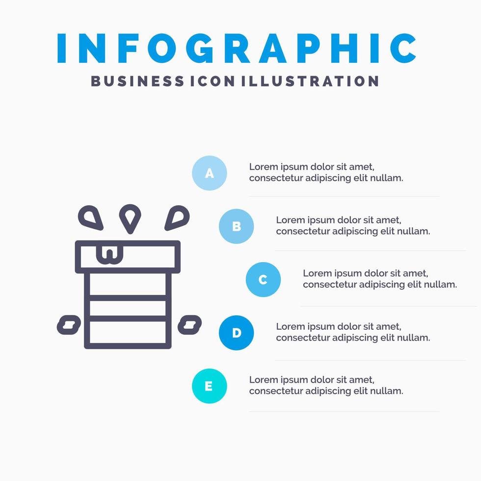 zak droog Diversen bestendig water lijn icoon met 5 stappen presentatie infographics achtergrond vector