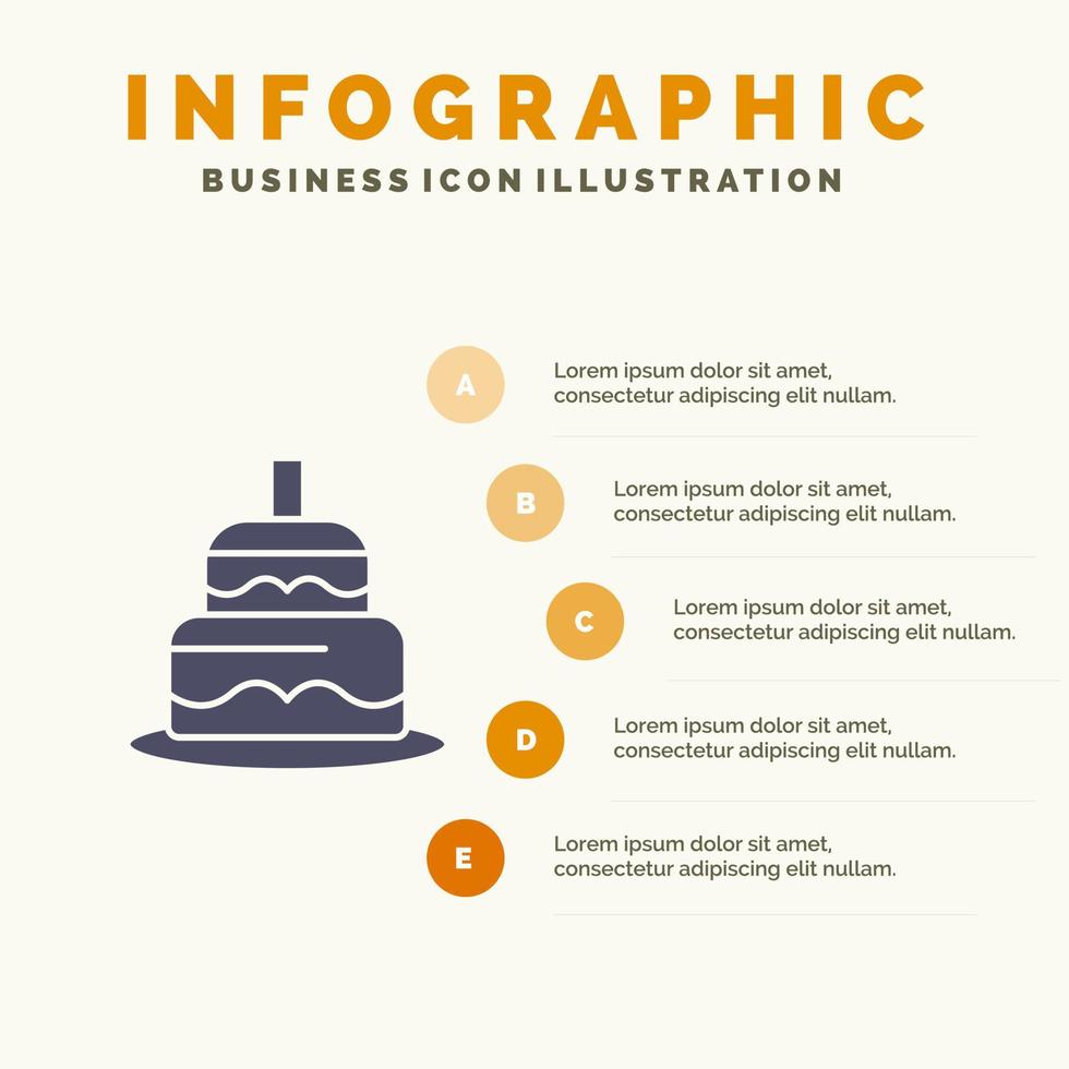 Indisch taart dag land solide icoon infographics 5 stappen presentatie achtergrond vector