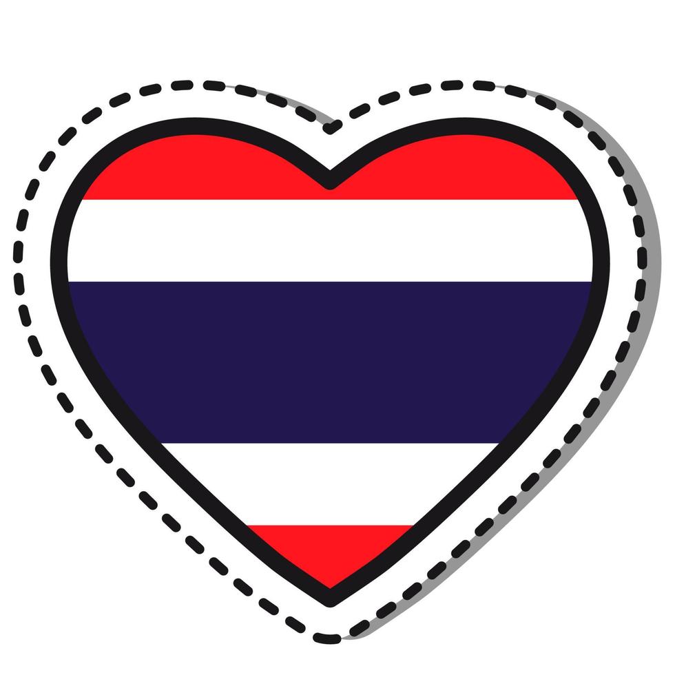 vlag Thailand hart sticker Aan wit achtergrond. wijnoogst vector liefde kenteken. sjabloon ontwerp element. nationaal dag. reizen teken.