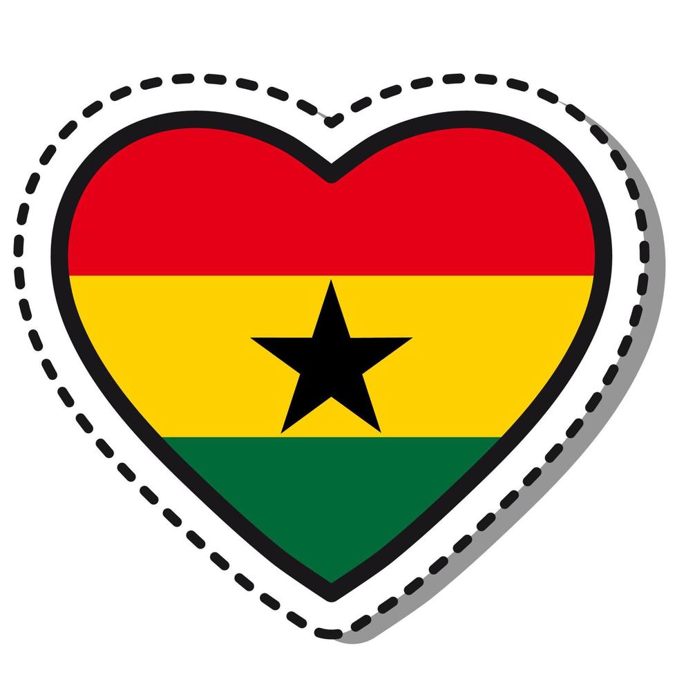 vlag Ghana hart sticker Aan wit achtergrond. wijnoogst vector liefde kenteken. sjabloon ontwerp element. nationaal dag. reizen teken.