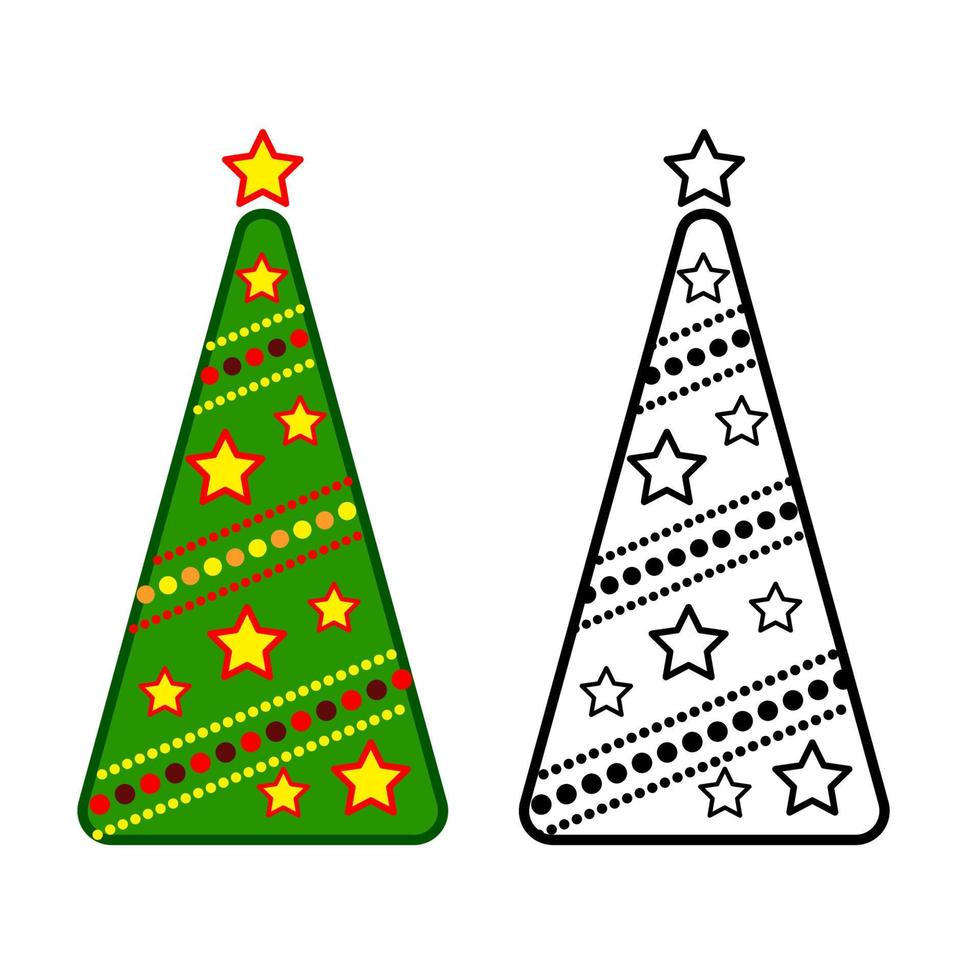 Kerstmis boom, vector lijn pictogrammen Aan een wit achtergrond, kleuren.