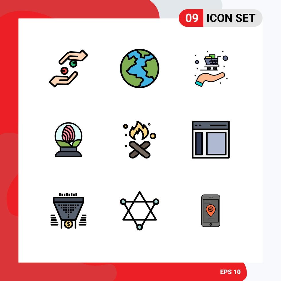 voorraad vector icoon pak van 9 lijn tekens en symbolen voor vuilnis brandwond kopen Pasen wereldbol bewerkbare vector ontwerp elementen