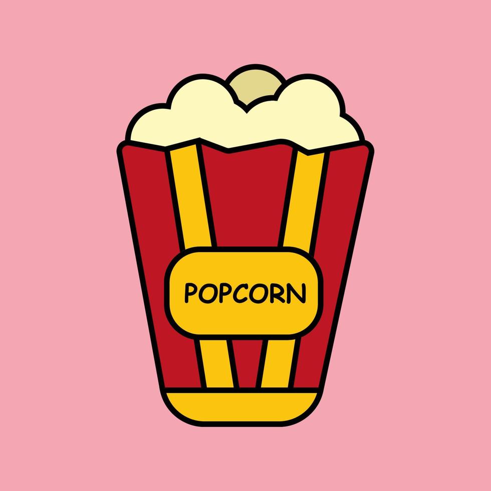 popcorn favoriete tussendoortje vrij vector illustratie tussendoortje voedsel tekenfilm concept