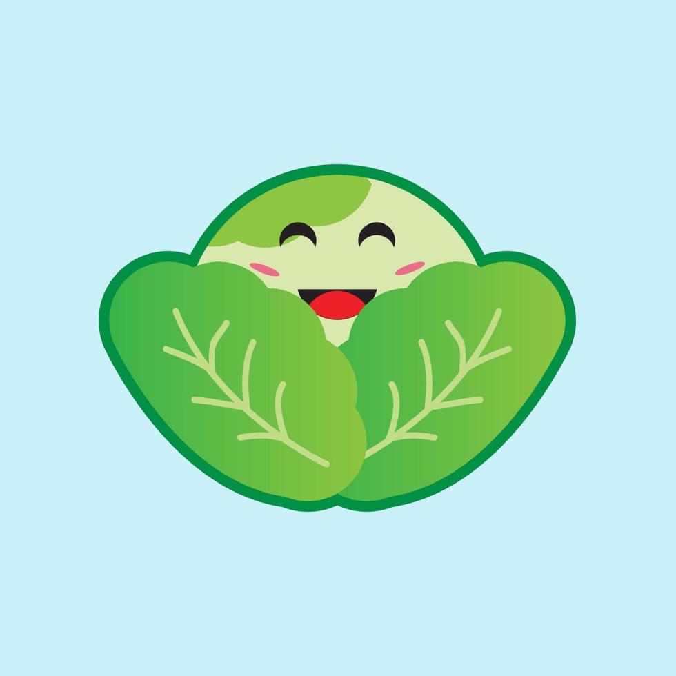 schattig tekenfilm groente kool vector icoon illustratie. groente natuur icoon concept geïsoleerd premie vector. vlak tekenfilm stijl vrij vector