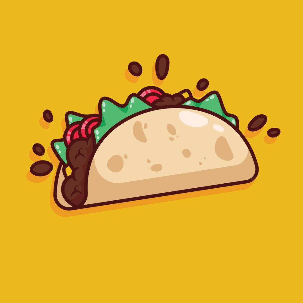 schattig taco illustratie in vlak ontwerp vector