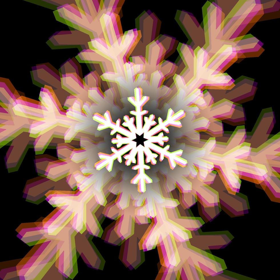 glimmend Kerstmis sneeuwvlok teken met kleur aberraties vector
