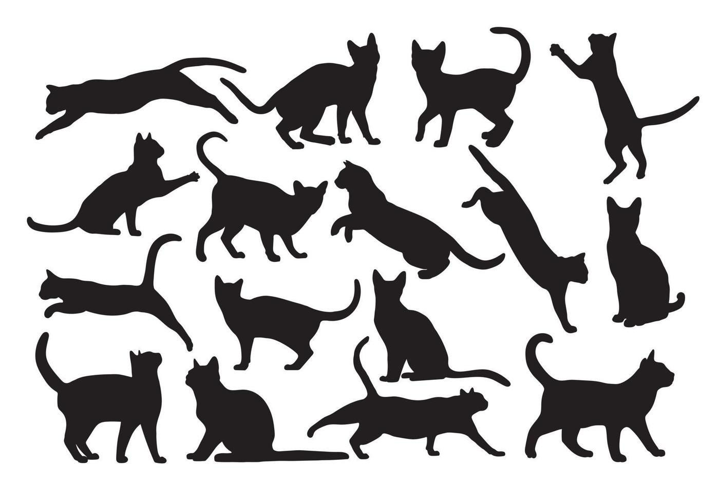 vrij vector hand- getrokken katten silhouet illustratie