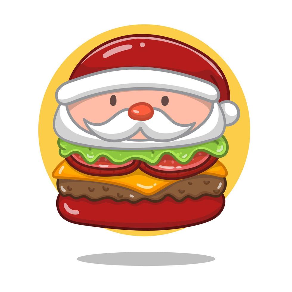 vector de kerstman kaas hamburger tekenfilm illustratie. vlak tekenfilm stijl