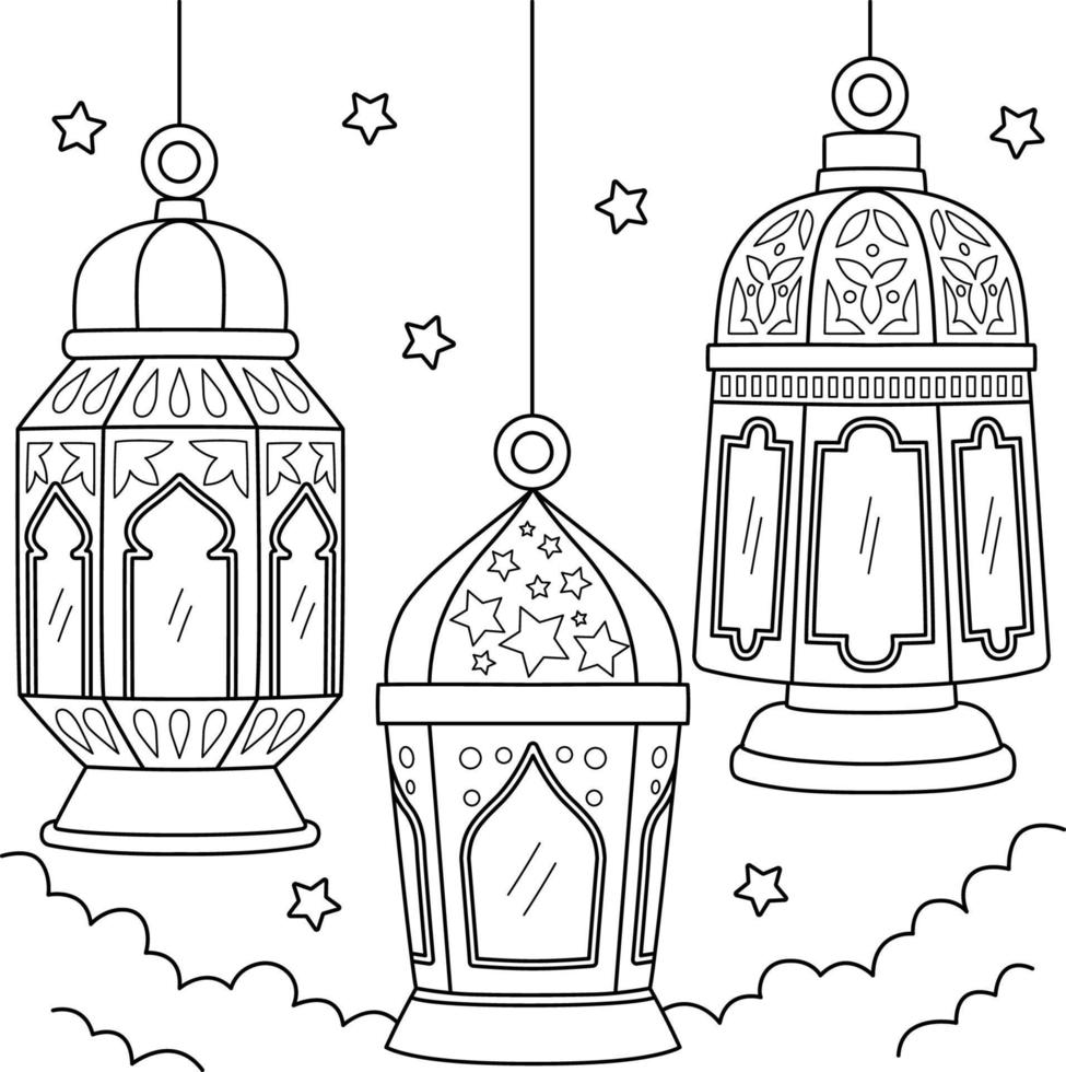 Ramadan lantaarn kleur bladzijde voor kinderen vector