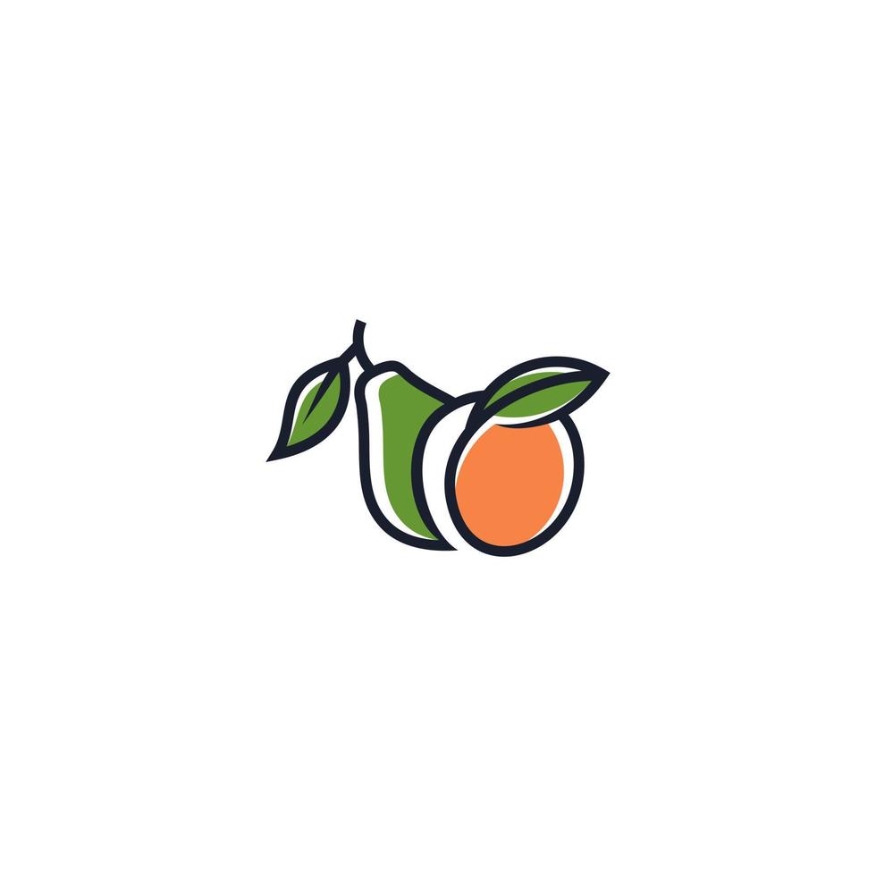 oranje avocado logo vector icoon illustratie