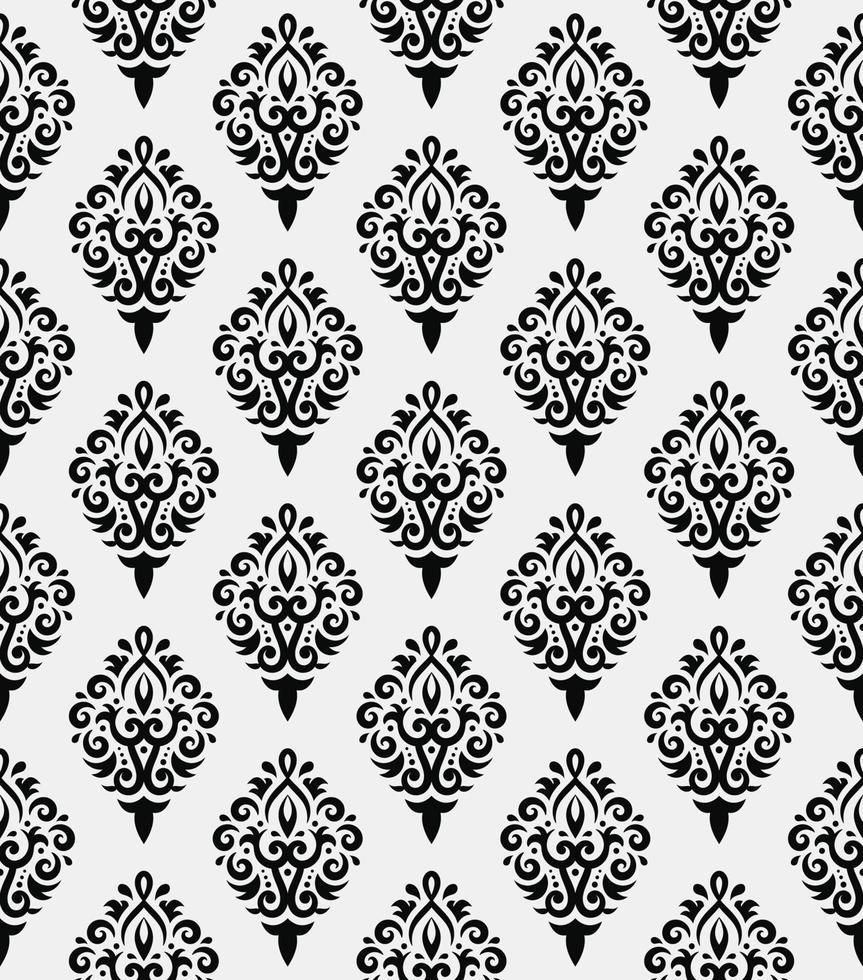 damast naadloos patroon zwart en wit, vector bloemen wijnoogst damast ornament illustratie.