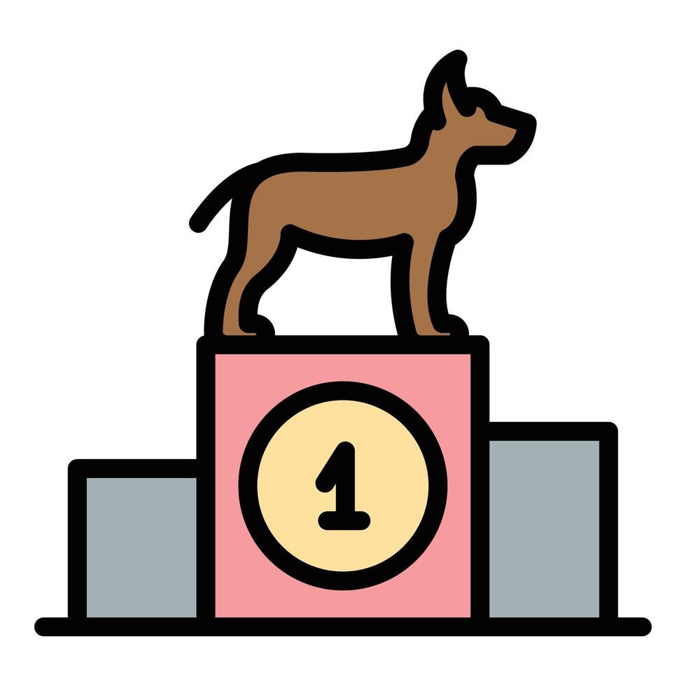 hond Aan podium icoon kleur schets vector