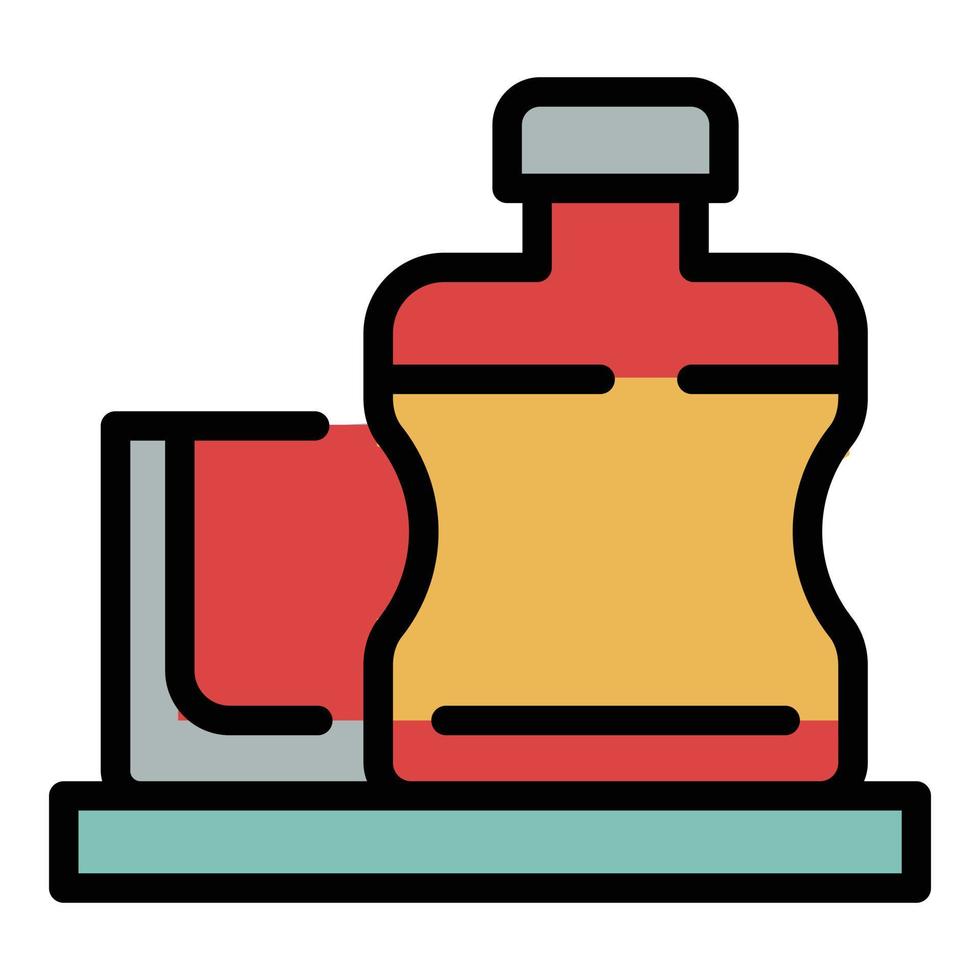 fles van alcohol en een glas icoon kleur schets vector