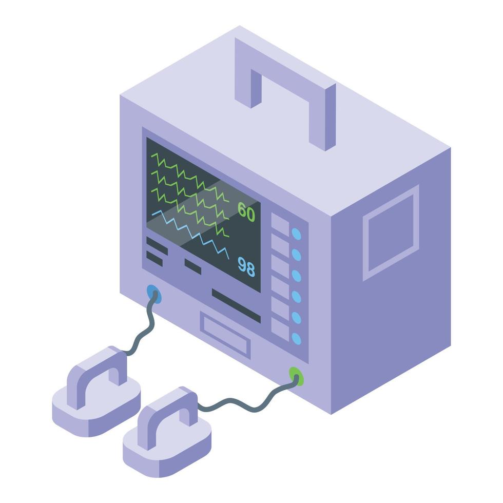 aritmie defibrillator icoon isometrische vector. pacemaker apparaat vector