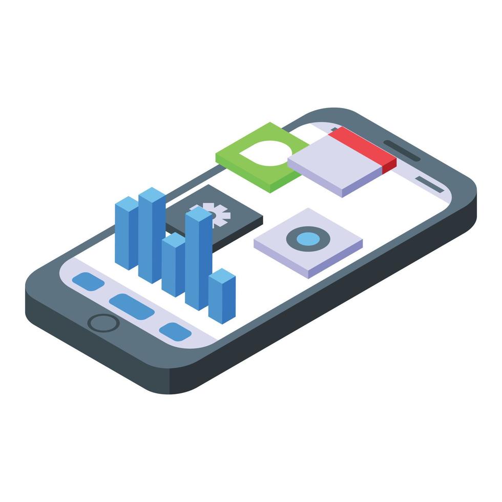 telefoon software ontwikkeling icoon isometrische vector. app technologie vector