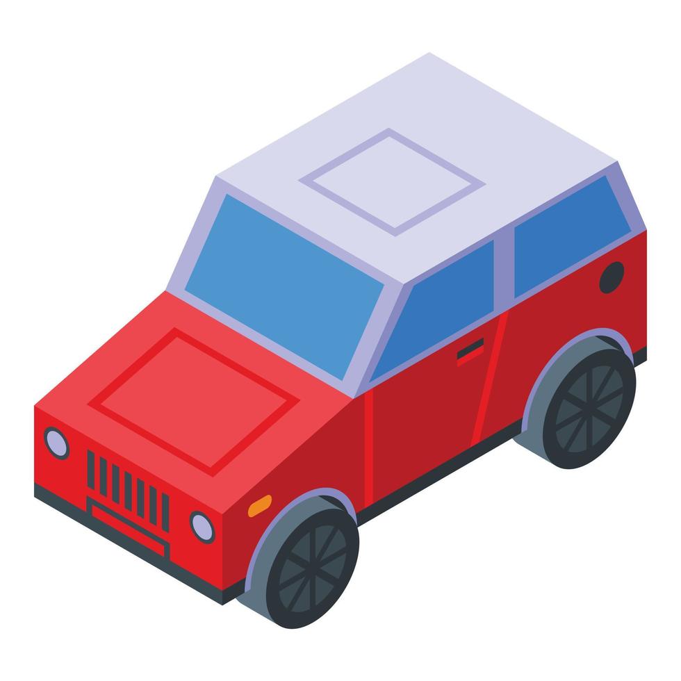 rood safari jeep icoon isometrische vector. uit weg auto vector