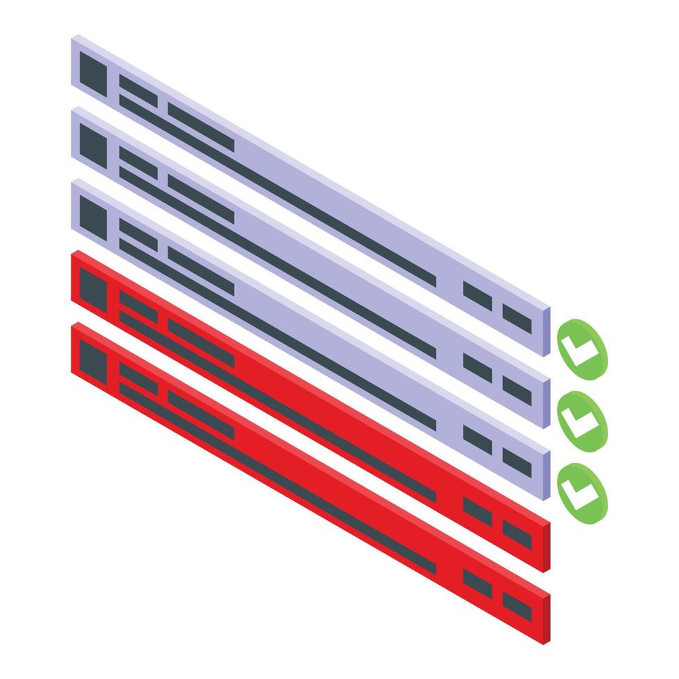 lijst stormloop baan icoon, isometrische stijl vector