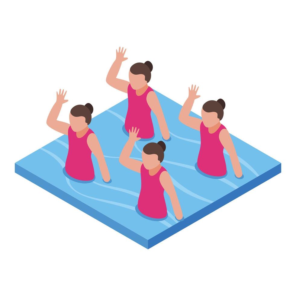 gesynchroniseerd zwemmen meisjes icoon, isometrische stijl vector