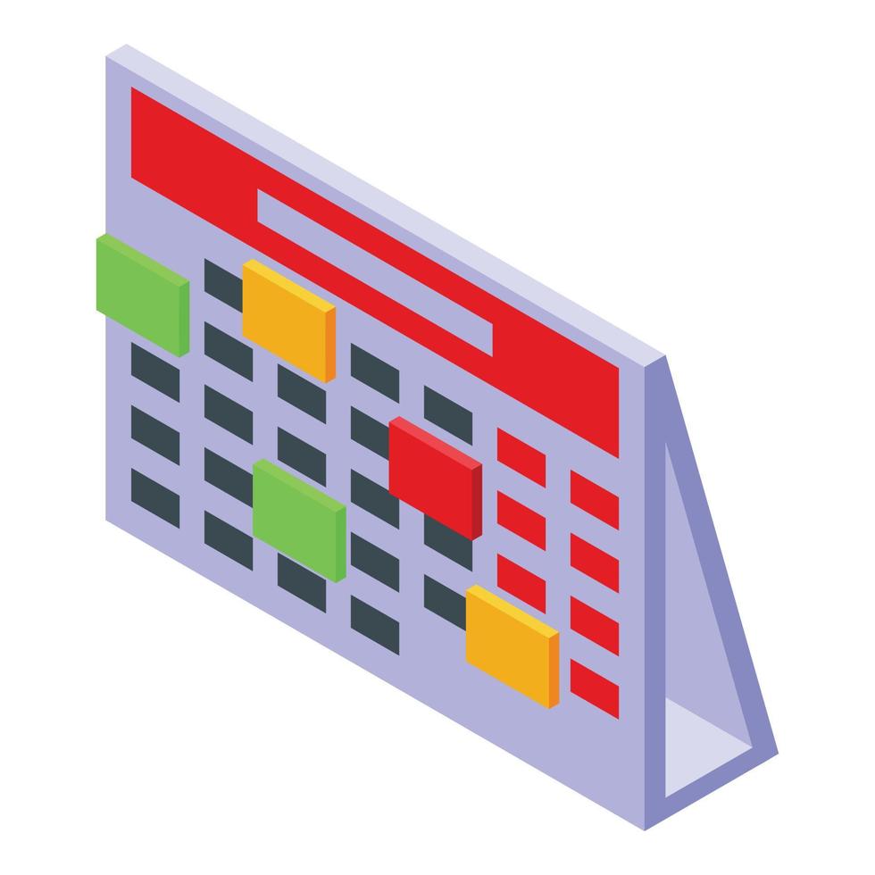 taak schema kalender icoon, isometrische stijl vector