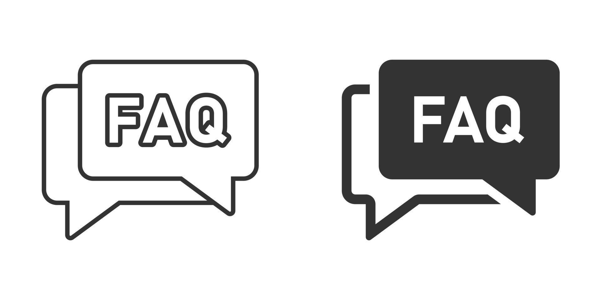 FAQ toespraak bubbel icoon in vlak stijl. vraag vector illustratie Aan wit geïsoleerd achtergrond. communicatie teken bedrijf concept.