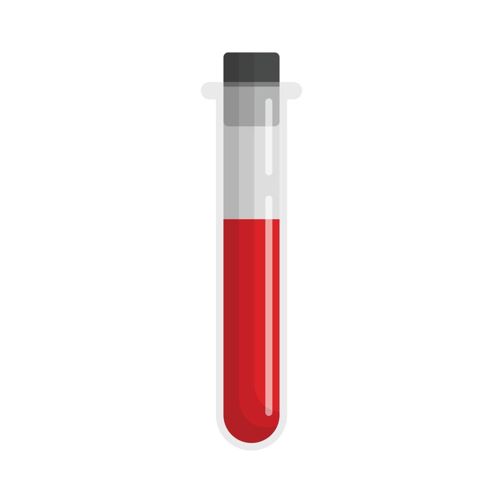 bloed in test buis icoon in vlak stijl. laboratorium fles vector illustratie Aan geïsoleerd achtergrond. vloeistof in beker teken bedrijf concept.