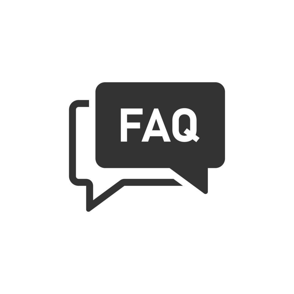 FAQ toespraak bubbel icoon in vlak stijl. vraag vector illustratie Aan wit geïsoleerd achtergrond. communicatie teken bedrijf concept.