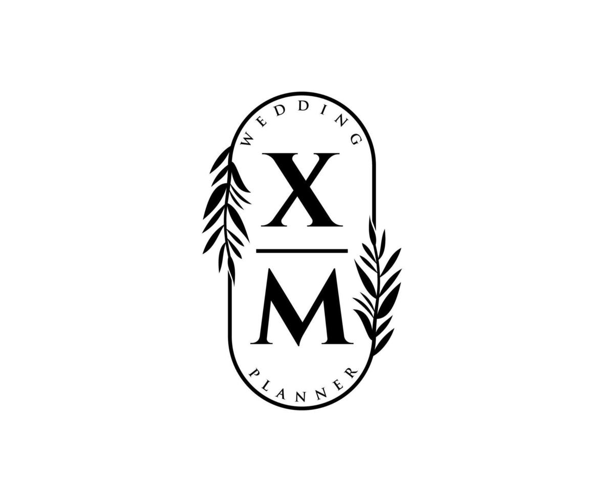 xm initialen brief bruiloft monogram logos verzameling, hand- getrokken modern minimalistisch en bloemen Sjablonen voor uitnodiging kaarten, opslaan de datum, elegant identiteit voor restaurant, boetiek, cafe in vector