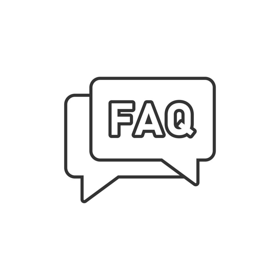 FAQ toespraak bubbel icoon in vlak stijl. vraag vector illustratie Aan wit geïsoleerd achtergrond. communicatie teken bedrijf concept.