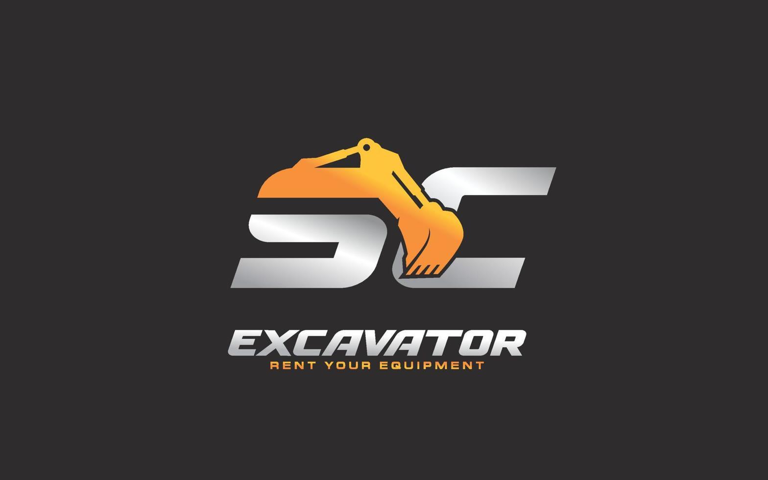 sc logo graafmachine voor bouw bedrijf. zwaar uitrusting sjabloon vector illustratie voor uw merk.