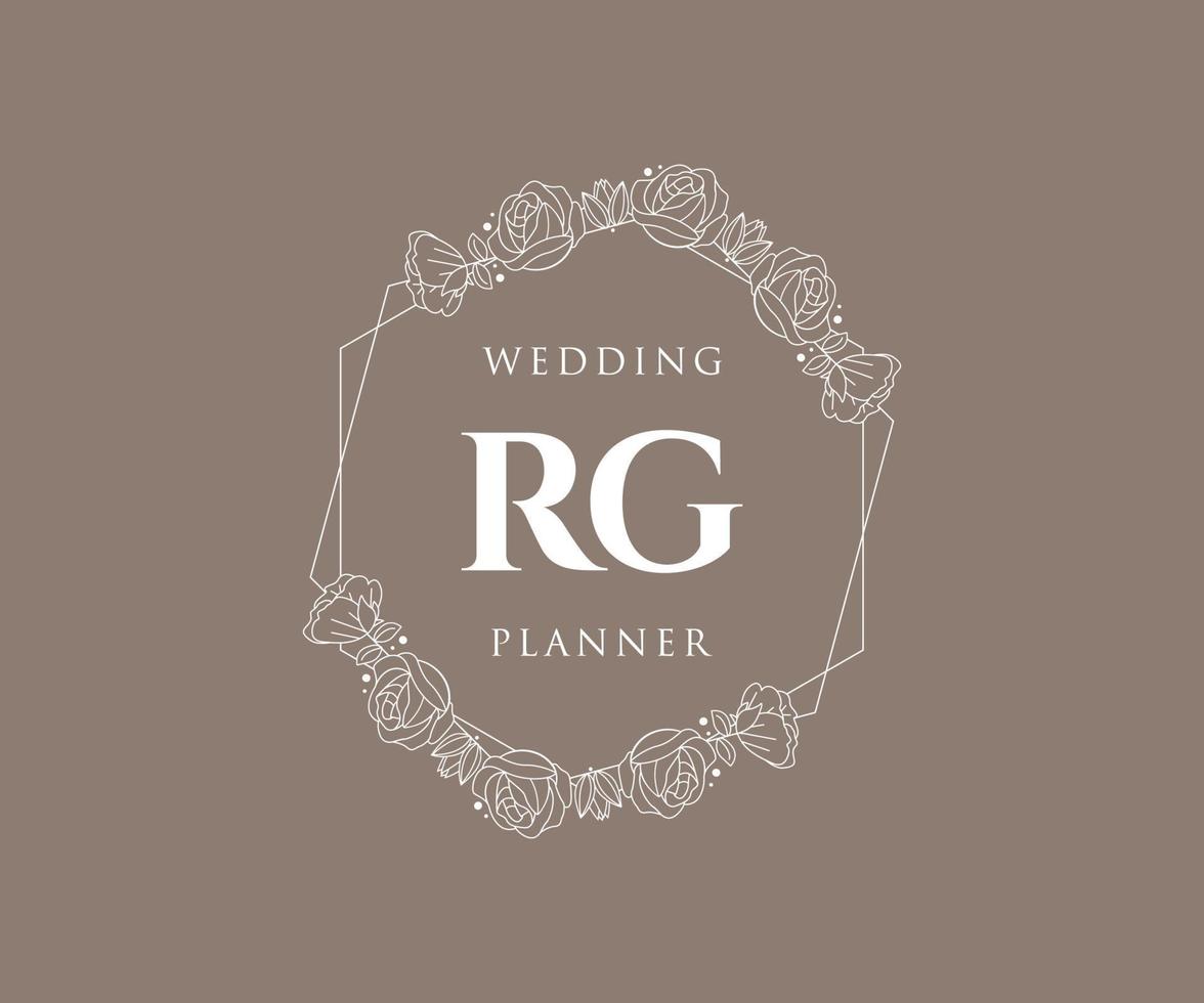 rg initialen brief bruiloft monogram logos verzameling, hand- getrokken modern minimalistisch en bloemen Sjablonen voor uitnodiging kaarten, opslaan de datum, elegant identiteit voor restaurant, boetiek, cafe in vector